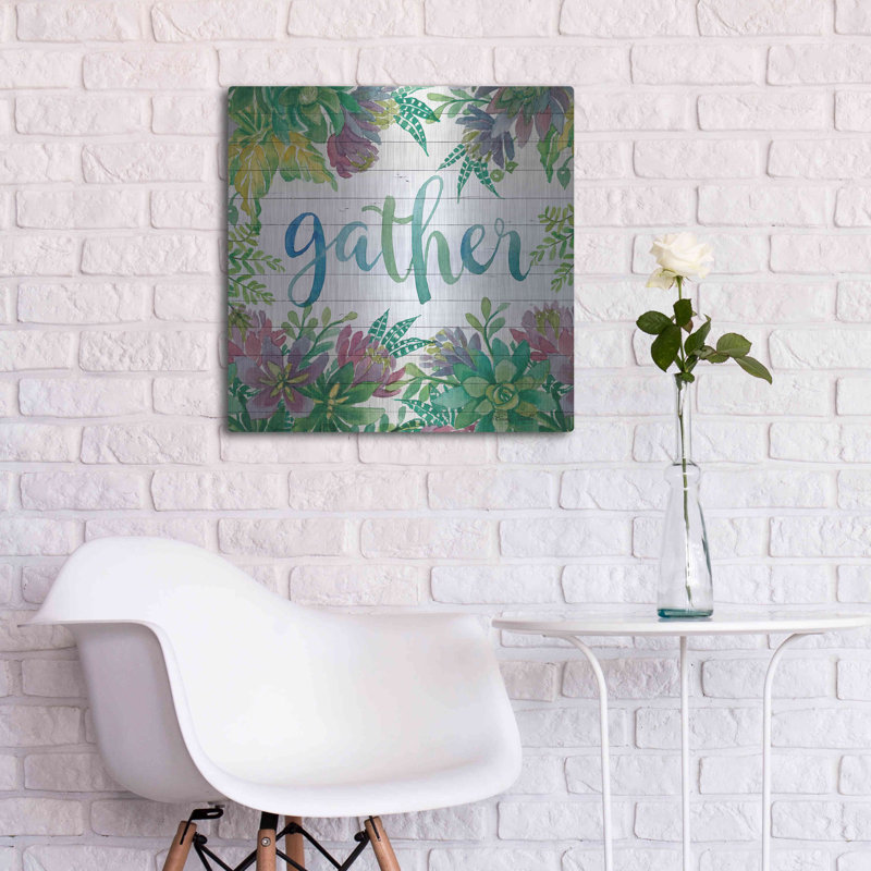 «Gather Succulents» par Cindy Jacobs, art mural en métal, H 24 po x l 24 po