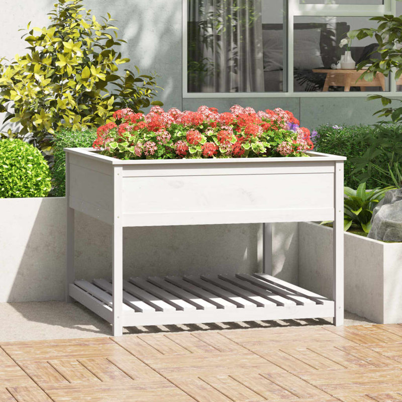Aalap Wood Raised Garden Bed, 81cm H x 111.5cm W x 111.5cm D, White