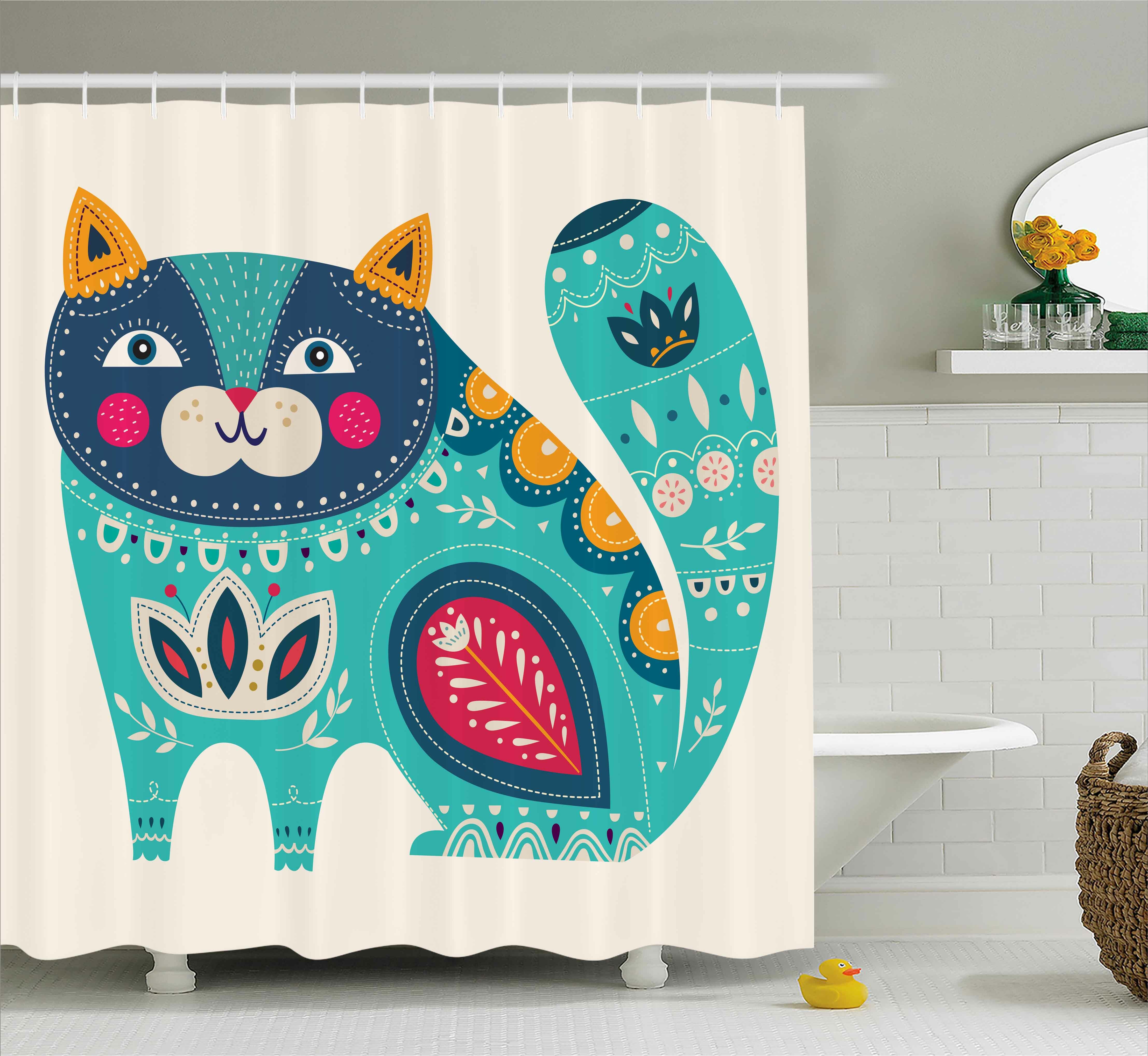 Harriet Bee Rohan Paisley India Style Cat Shower Curtain + Hooks | Wayfair