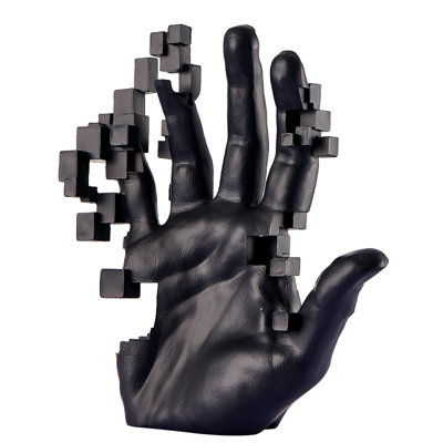 Pixel Hand Resin Sculpture