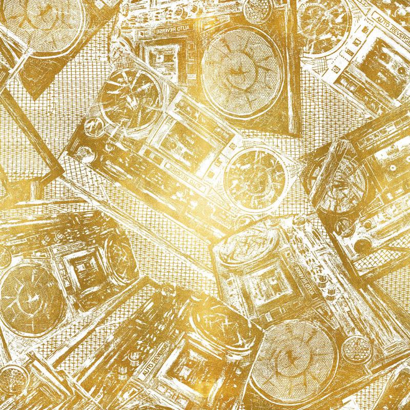 Boom Box, Gold/White, Paper