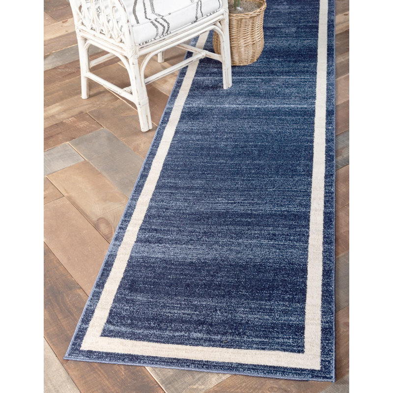 Tapis bleu marine Songul, Tapis de couloir 2 pi 7 po x 10 pi