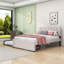Lit plateforme tapissier en bois avec lit gigogne et tête de lit-1031538340-1031538345