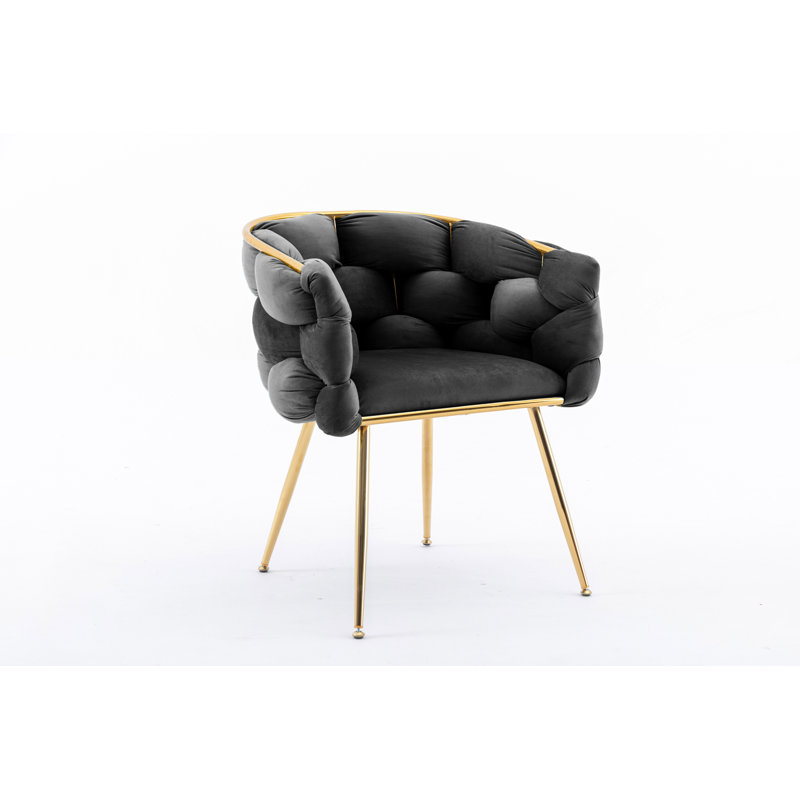Hummera Upholstered Accent Chair, Black Velvet, 1