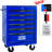 6 Tool Chest Cabinet, 20" Black And Blue Steel, Bearing Drawer Slides, 4 Wheels, Lockable, Pull Handle Workshop Trolley, Steel Material, + Blue, Drawers, , Lockable Design-1919118026