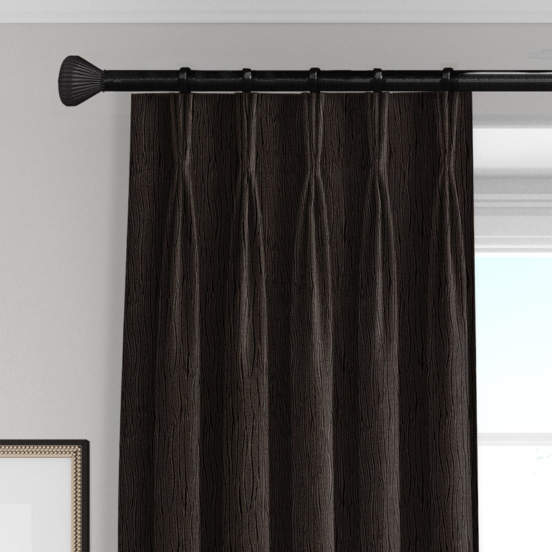 Room Darkening Pinch Pleat Single Curtain Panel, 40” W x 132” L, Chocolate
