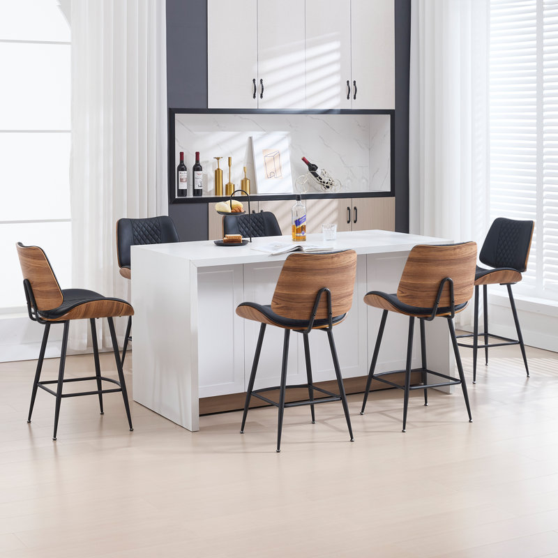 Tabouret de comptoir en similicuir H 38,58 po , Noir, 2