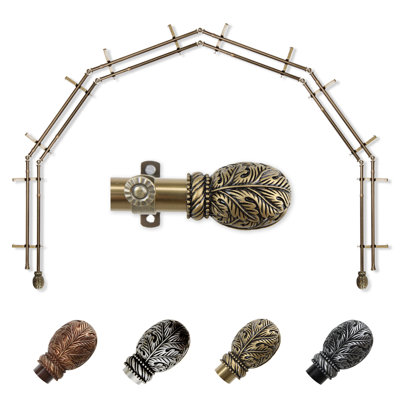 Steel Adjustable Bay Window Double Curtain Rod