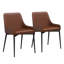 Ensemble de deux chaises d'appoint de salle à manger en similicuir châtaignier et noir-1584256980