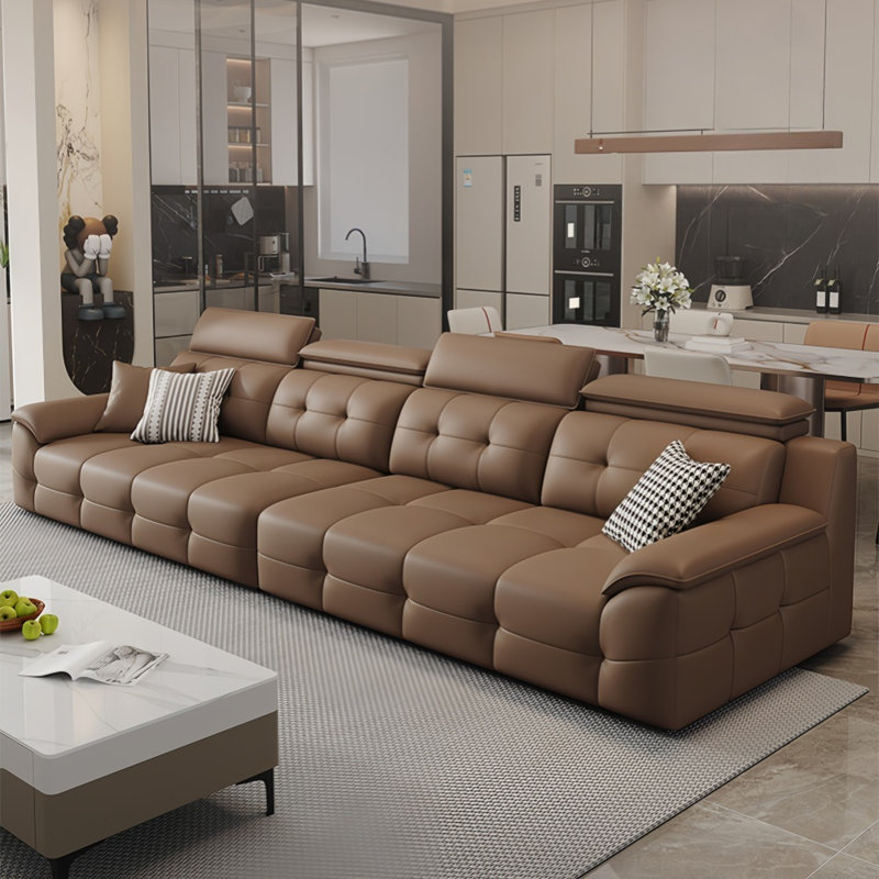 High - backed  Minimalist Piano - key Sofa, Brown