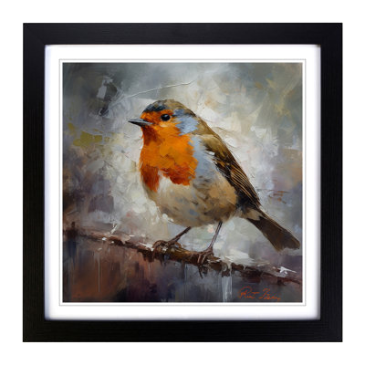 Robin Post-Impressionism No.1 - Single Picture Frame Print on Wood