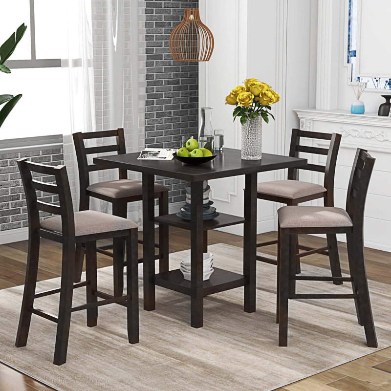 Eolus 4 - Person Trestle Dining Set, Espresso