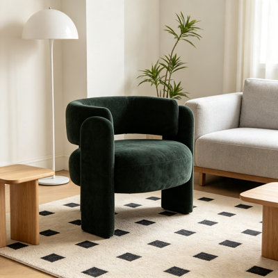 Chaises d'appoint modernes, chaise compacte en tissu vert à dossier creux pour la maison