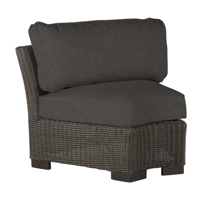 Club Woven Patio Chair with Cushions, Black Walnut, No Welt, Rollo Cream