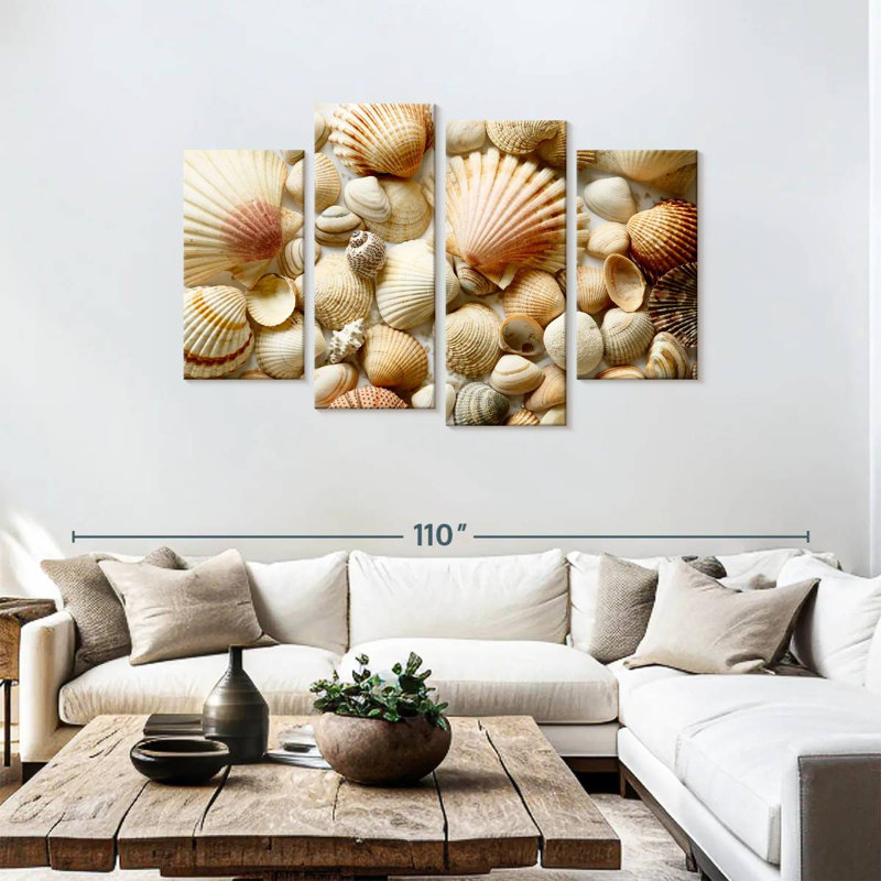 Aletra divers coquillages, H 48 po x l 75 po