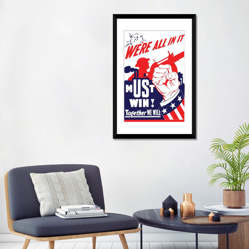 « wwii propaganda poster i », affiche rétro sur toile, Papier d'art encadré noir, Blanc, H 24 po x l 16 po x P 1 po