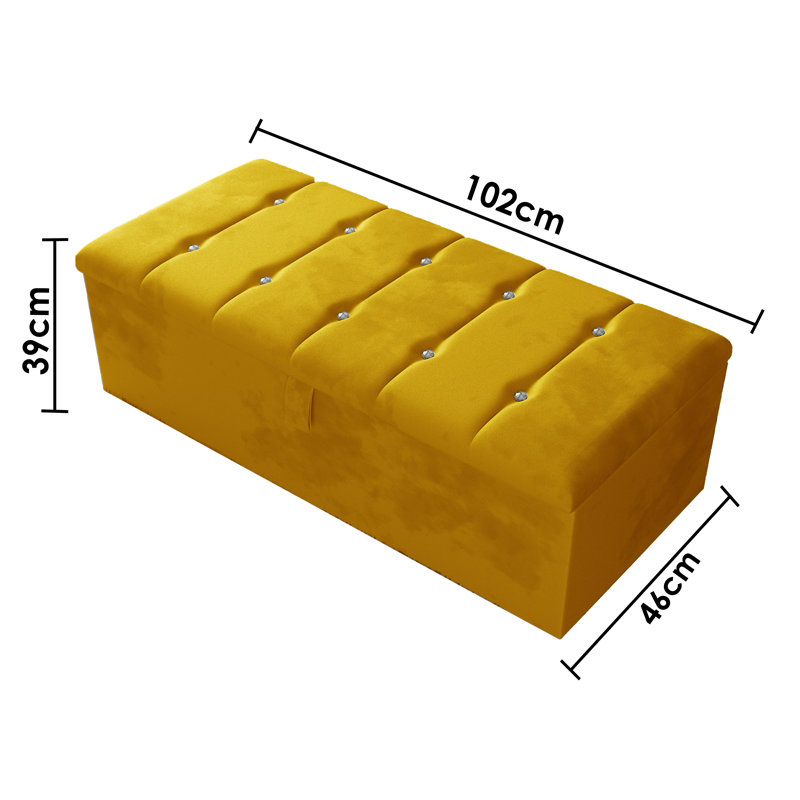 Tullyrusk 102cm Wide Tufted Rectangle Striped Standard Ottoman with Storage, Turmeric