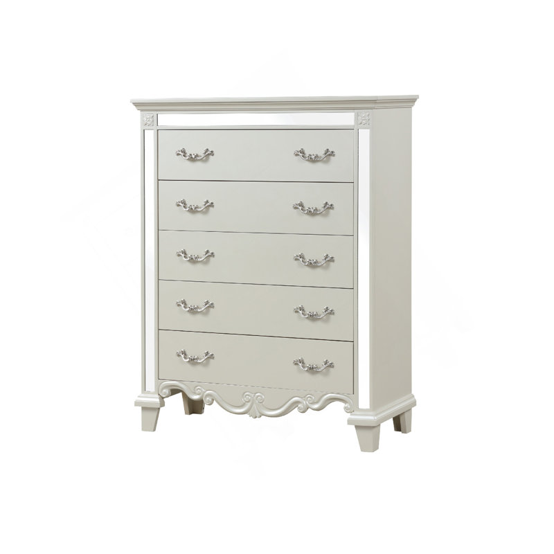 Commode à miroir Milan avec cadre en bois blanc