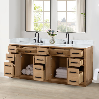 Meuble-lavabo double Gavino 84 avec comptoir