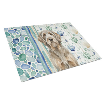 Grizzle and Tan Otterhound Coastal Sea Glass Glass Cutting Board