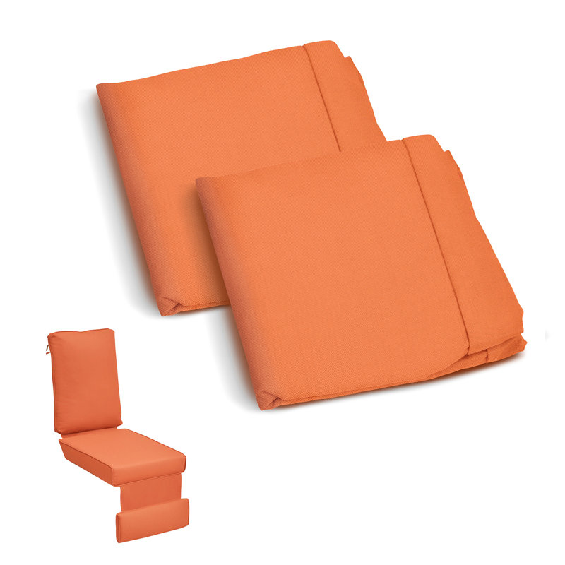 Housse de coussin pour chaise longue d'extérieur 2 pièces, seulement housses, Orange