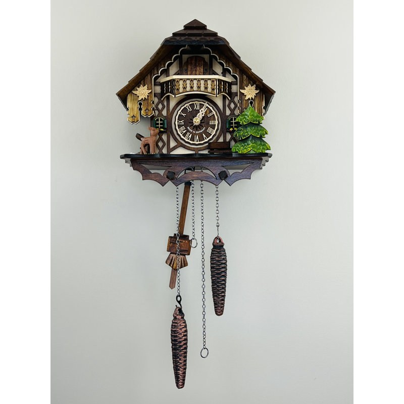  German Cottage Quartz Cuckoo Clock with Beer Drinker Animation