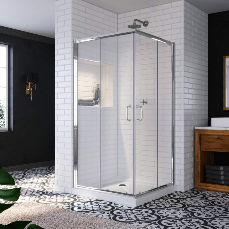34" W X 34" D X 72" H Framed Square Shower Enclosure With Base