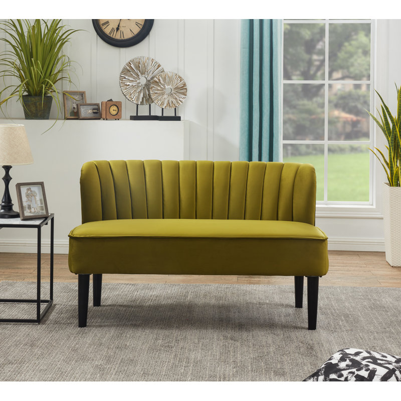 Georgio 2 Seater Velvet Loveseat, Olive