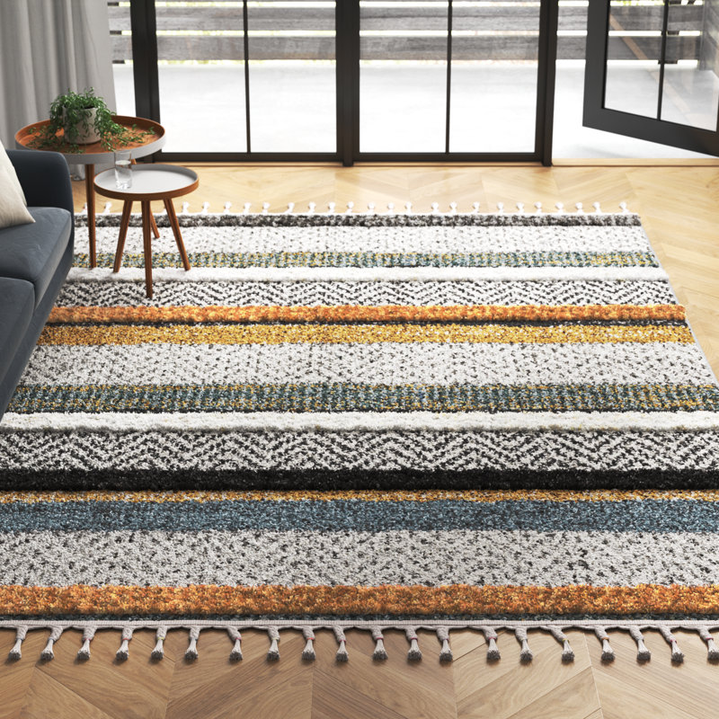Northborough Moroccan Machine Woven Orange/Yellow/Grey Area Rug, Rectangle 9'2" x 12'