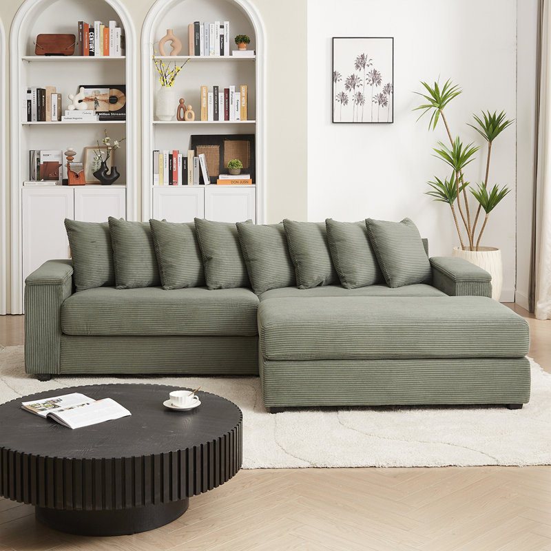 Canapé en L surdimensionné avec méridienne Luxe, Vert