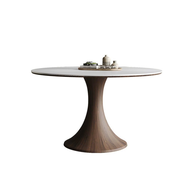 White Round Sintered Stone Dining table, 29.53"H x 39.37"L x 39.37"W