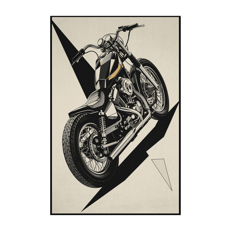 Machine Washable Kendari Vintage Cruiser Motorcycle Retro Geometric Rug in Beige – Black Binding, 2x5