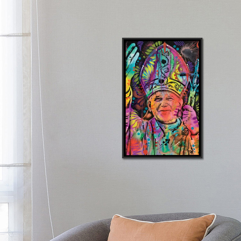 «Pope», impression sur toile, H 26 po x l 18 po x P 1,5 po, Toile encadrée noire, Pas de tapis