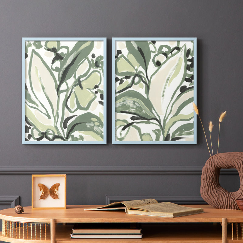 «Foliage Rhythm I», reproduction encadrée de qualité supérieure - prête à être accrochée - aucun clou requis - aucun clou requis