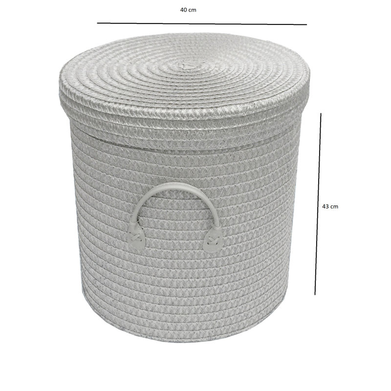 Fabric Laundry Hamper with Handles, Light Grey, 43cm H x 40cm W x 40cm D