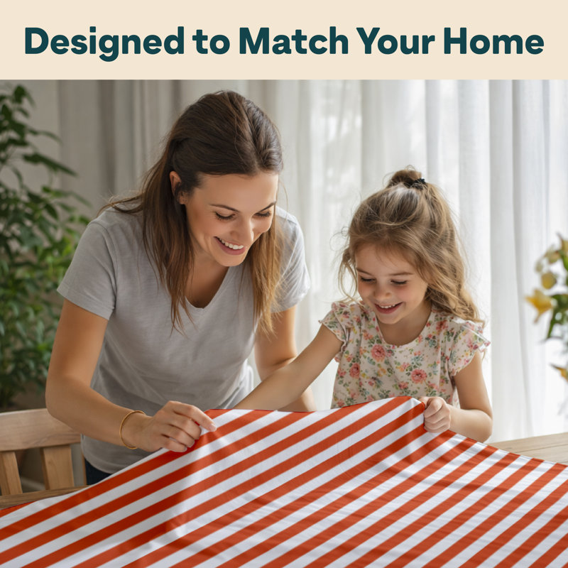 Orange Striped Tablecloth 84" x 60", 84" L x 60" W, Orange