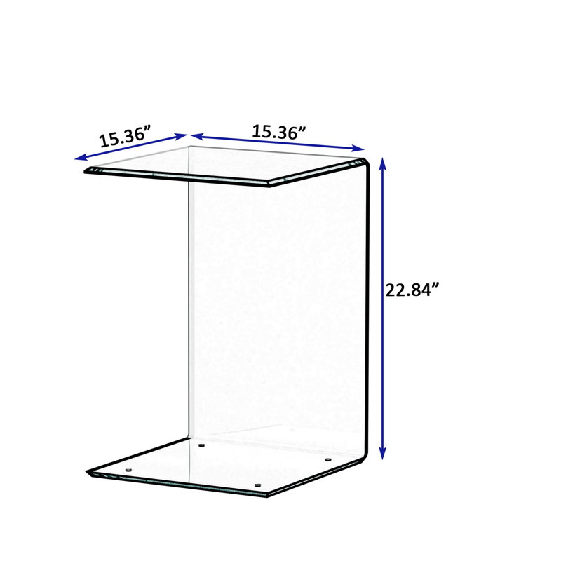 Idalynn Glass Top End Table, 22.84" H x 15.36" L x 15.36" W