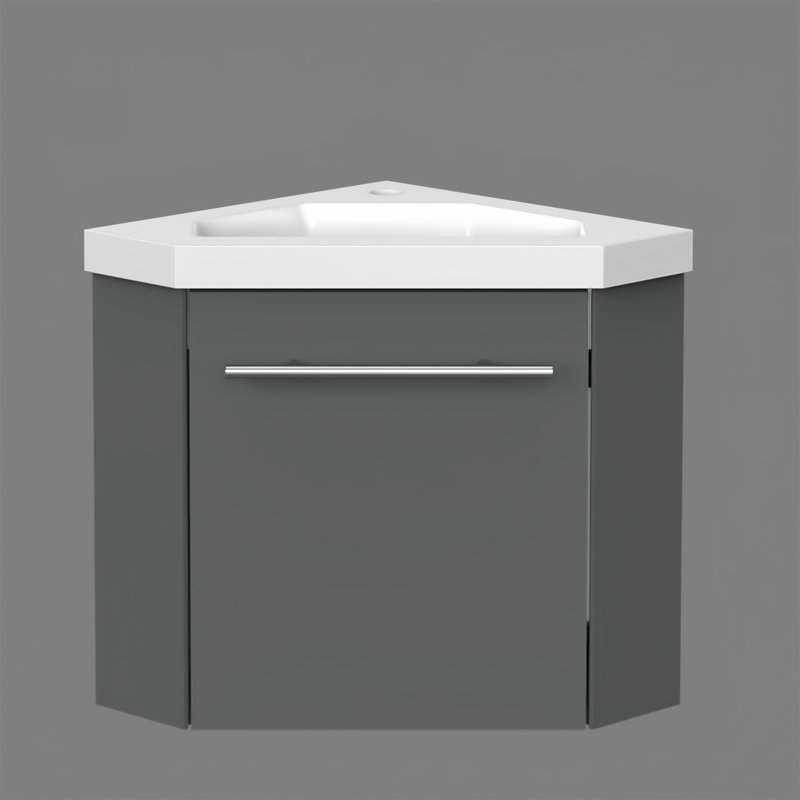 Nyvea 395mm Single Bathroom Vanity with Drop In Resin Basin, Grey