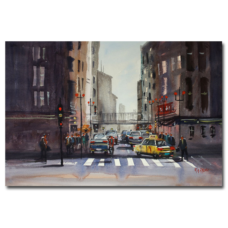« centre-ville chicago » par ryan radke, reproduction d’art sur toile tendue encadrée, H 16 po x l 24 po x P 2 po