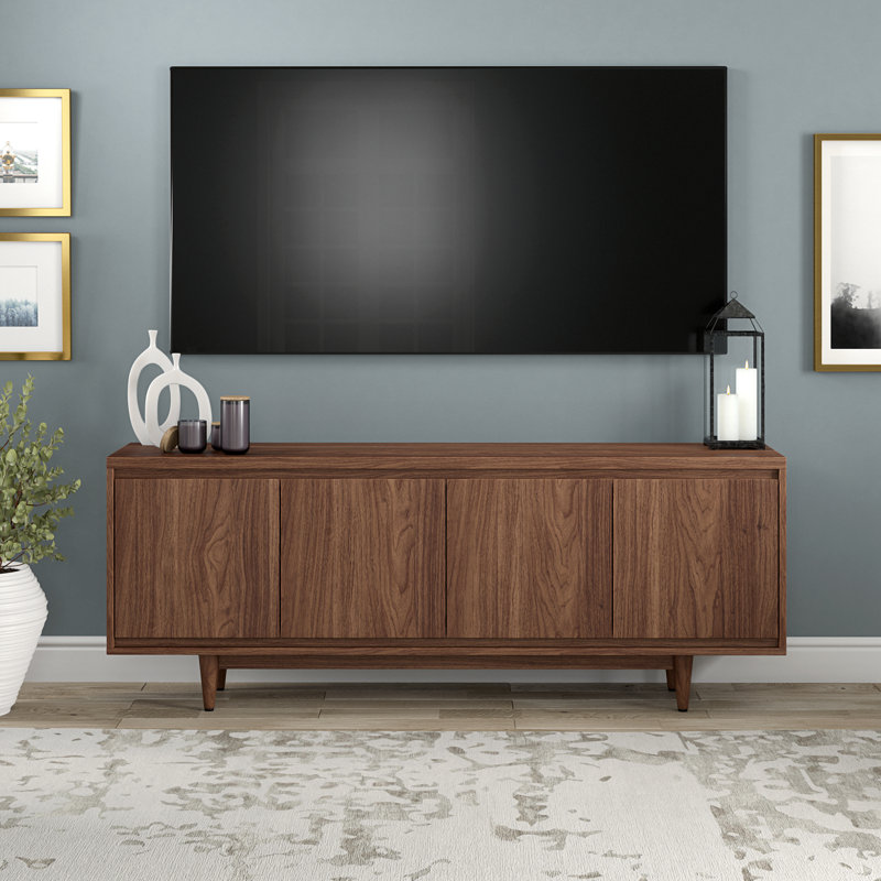 Aelin Rectangular TV Stand for TV's up to 75" in Satin Walnut, Satin Walnut