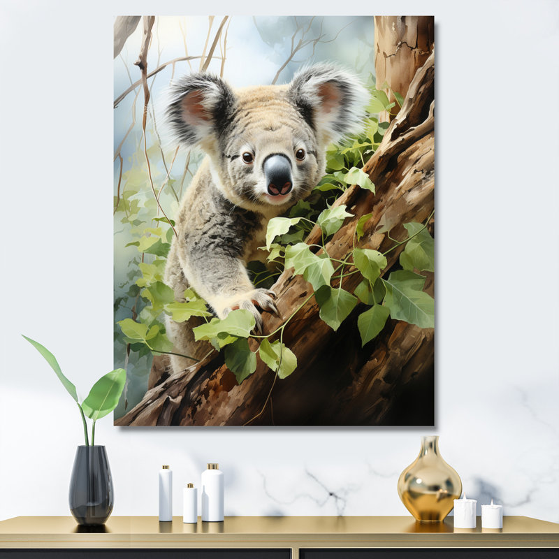 Koala - reproduction d'art sur toile, H 20 po x l 12 po x P 1 po, Toile tendue