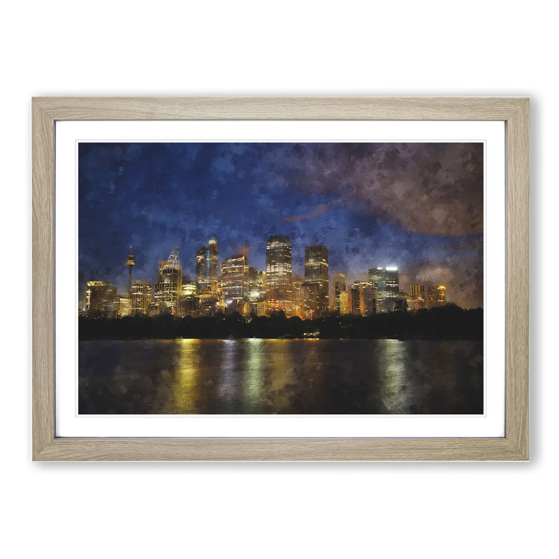 Sydney Skyline Vol.2 - Picture Frame Painting, 27cm H x 36cm W x 2cm D, Oak Framed