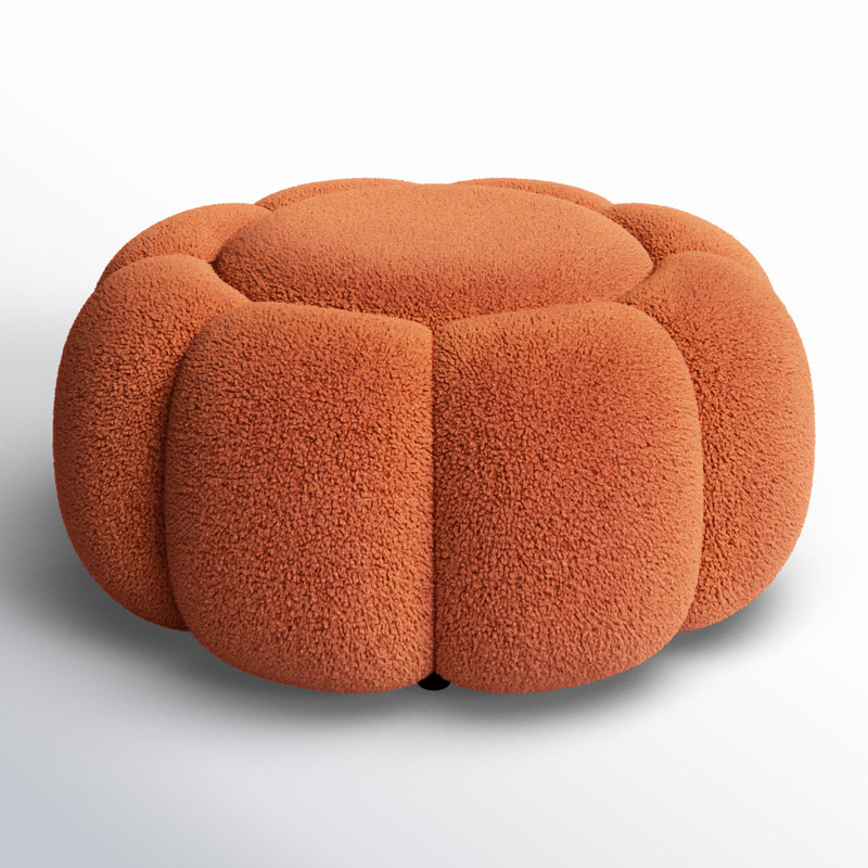 Stevie Upholstered Round Cocktail Ottoman, Orange