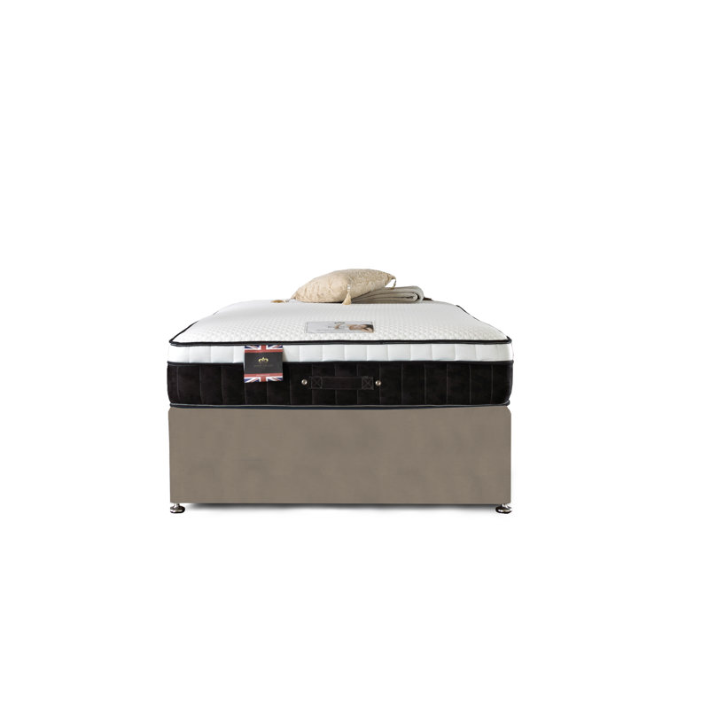 Aspelare Pocketsprung Divan Bed Set, Super King (6'), 4 Drawers, Silver Plush Velvet