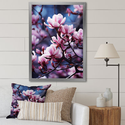 Magnolias mauves mystiques, impression sur toile