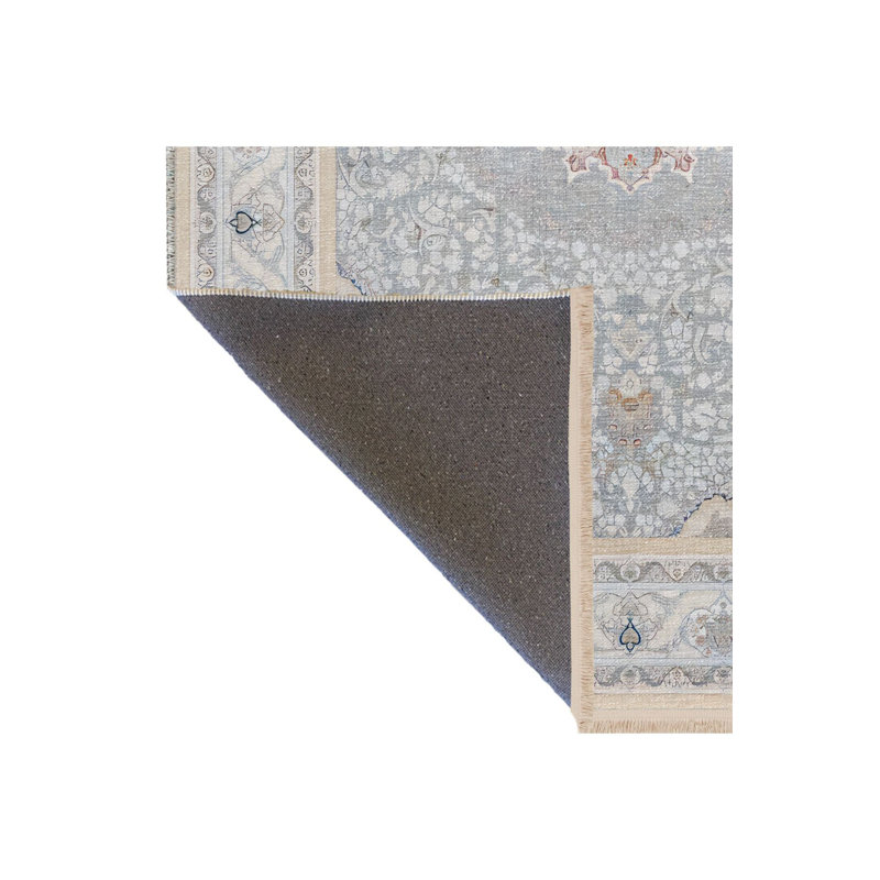 Tapis décoratif lavable à la machine à motif floral beige, Tapis de couloir 3 pi 3 po x 9 pi 10 po