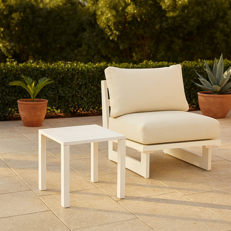 Table d'appoint en aluminium Richview, Blanc