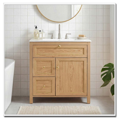 30 Inch Fluted Bathroom Vanity with Sink