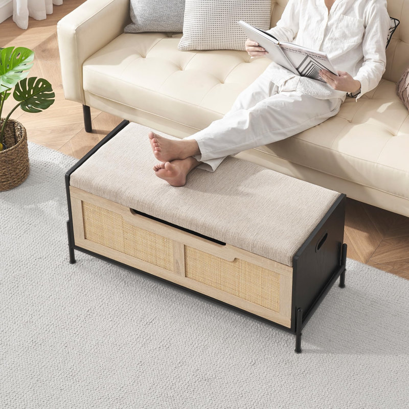 Entryway Bench with Storage, 21.20" H x 39.40" W x 15.70" D