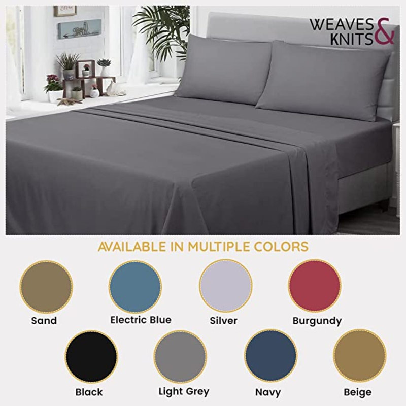 ENSEMBLE DE FEUILLES À SABLE, Gris clair, Ensemble de draps pour lit double